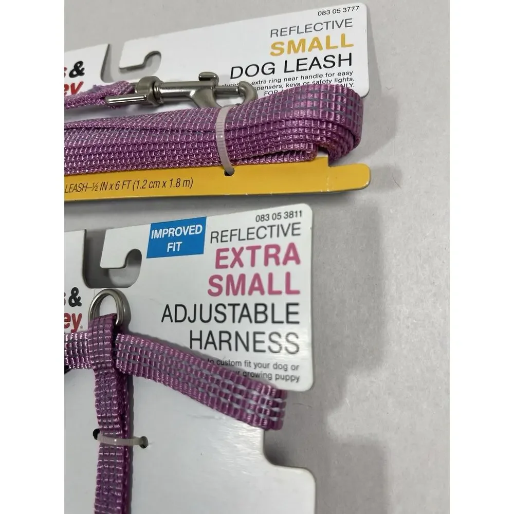 Boots & Barkley Reflective Dog Harness & Leash Set - Neon Pink - Size XS